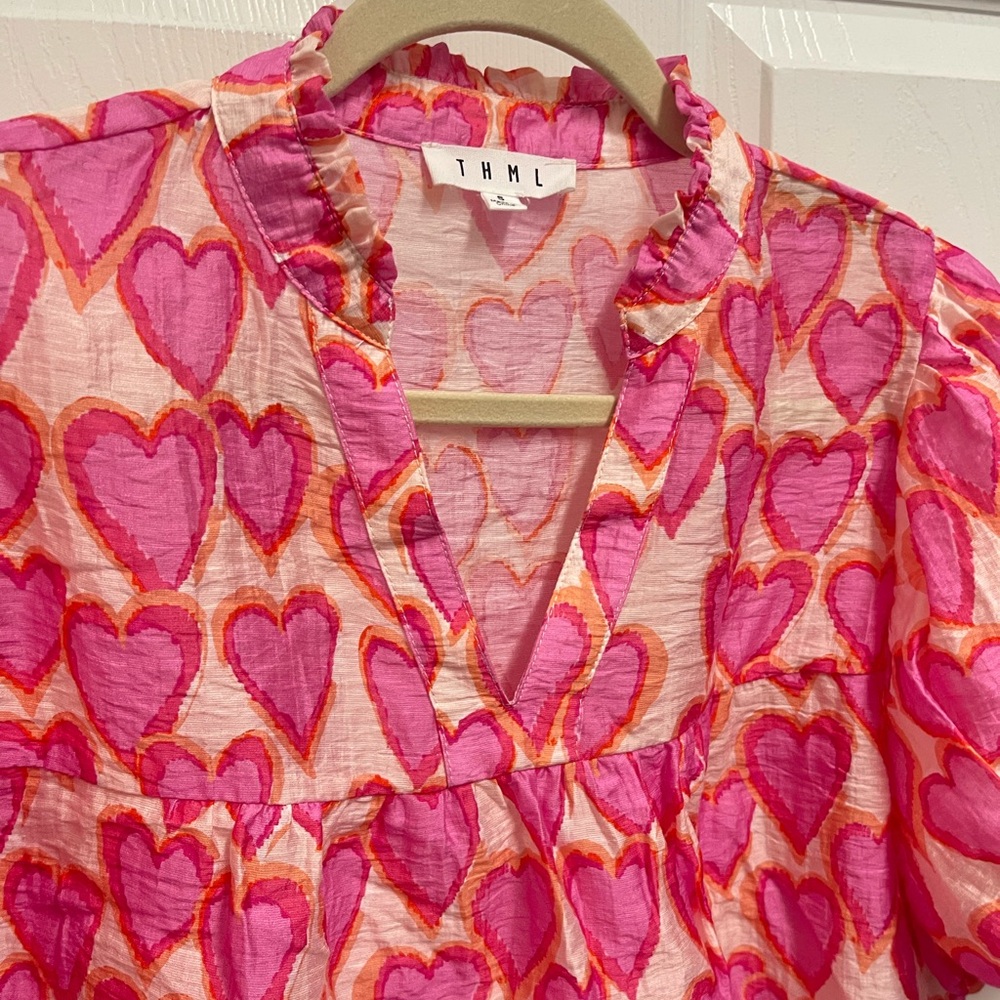 THML Pink Heart Puff Sleeve Blouse - Picture 4 of 11